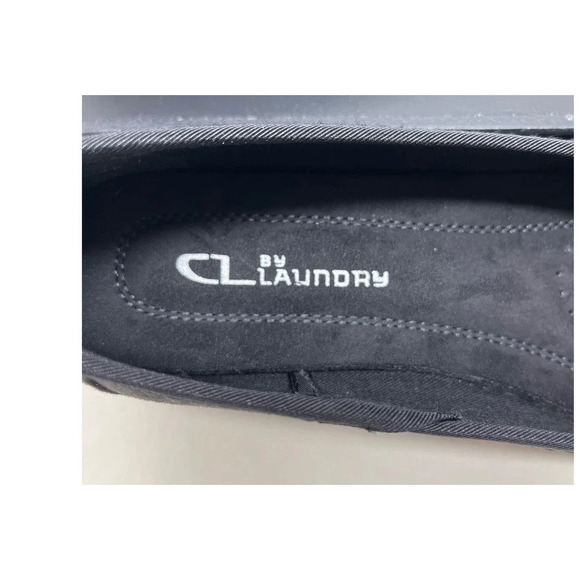 CL By Laundry Womens Size 7W Black Bow Low Wedge Round Heel - Picture 7 of 10